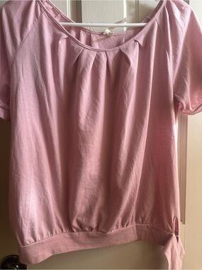 ConTac light pink  Blouse | Size Medium | Short Sleeve Pleated Top